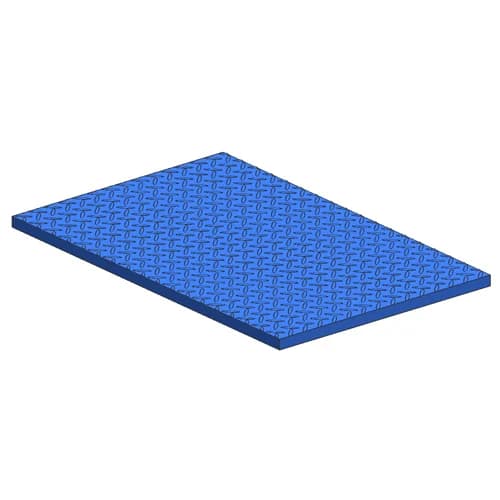 Factory illustration of a blue FRP solid cover with a checker finish